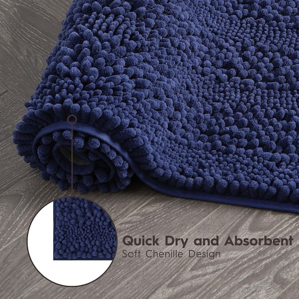 Laura Ashley Non-Slip Astor Chenille Blue 20 in. x 34 in