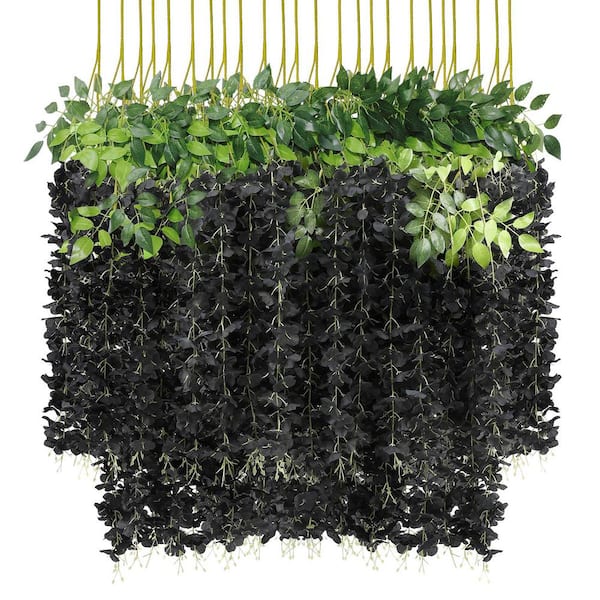 Unbranded Indoor/Outdoor 43 in. Artificial Other Wisteria Vine Individual Flower Stems (Set of 24)