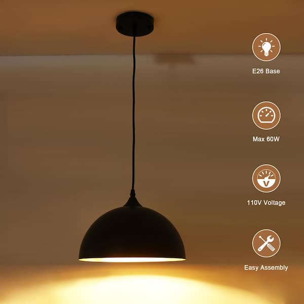ADSENSTY 3-Light Black Pendant Light with Metal Shade, Adjustable