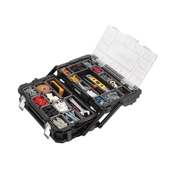 Connect Stackable Portable Cantilever 22 Removable Compartment Small Tool and Parts Organizer With Steel Handle