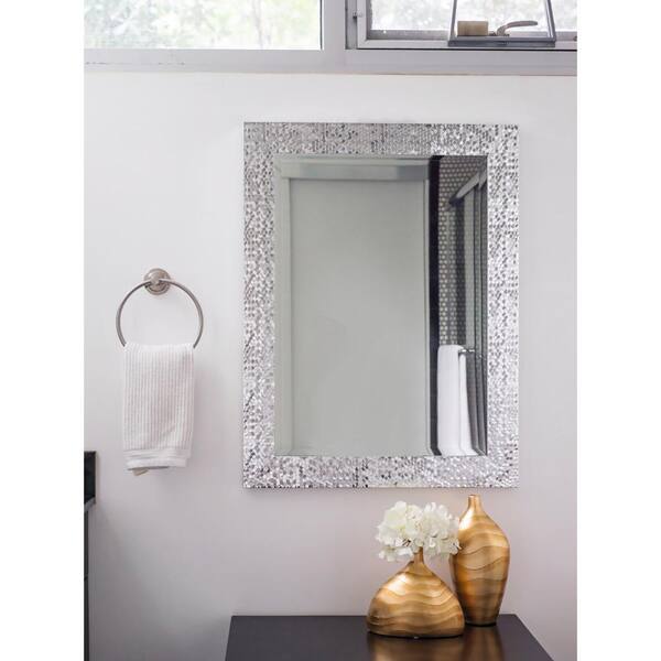 Blue Harbor 33.25 in. x 25.25 in. Silver Mosaic Beveled Pattern Wall Mirror