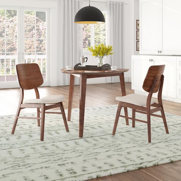 New Classic Furniture Oscar 3-Piece Wood Top Triangle Dining Set, Walnut