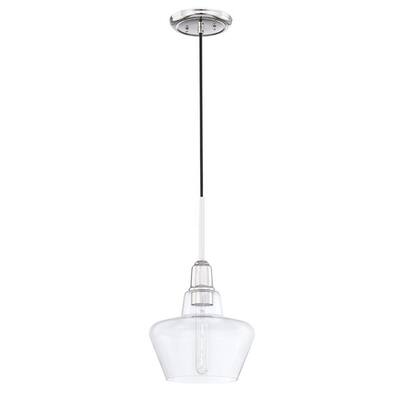 1-Light Polished Nickel Mini-Pendant Hanging Light with Clear Glass Shade