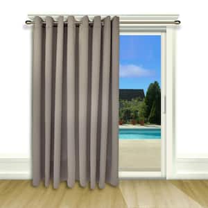 Grey Polyester Solid 112 in. W x 84 in. L Grommet Blackout Curtain