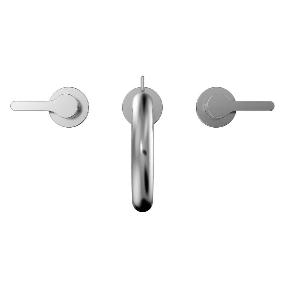 Chrome Modern Widespread Bathroom Faucet with Drain Assembly