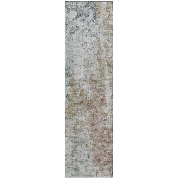 Addison Rugs Accord Blue 2 ft. 3 in. x 7 ft. 6 in. Abstract Indoor/Outdoor Washable Area Rug