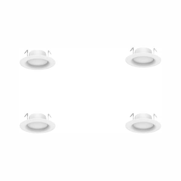 EcoSmart 4 in. Integrated LED White Dimmable Recessed Light Trim Daylight CEC T20 (4-Pack)