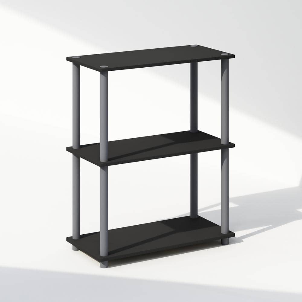 Black and Oak 3-Tier Rubberwood Display Rack