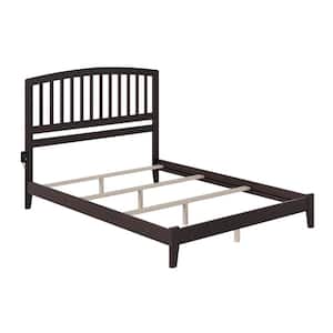 Richmond Espresso Dark Brown Solid Wood Queen Traditional Panel Bed with Open Footboard and Attachable Device Charger