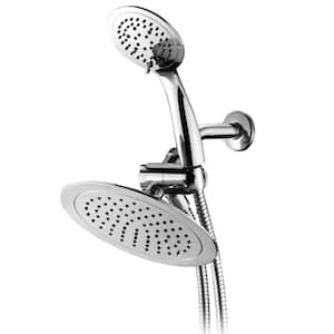 5-spray 8 in. Dual Shower Head and Handheld Shower Head with Waterfall in chrome