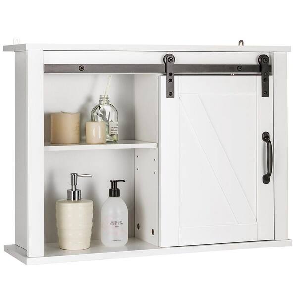 Gymax 25 in. W x 7.5 in. D x 69 in. H Bathroom Wood Organizer Shelf  Over-the-toilet Storage Rack Cabinet Spacesaver White GYM03604 - The Home  Depot