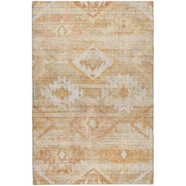 Dream Shag Premium Machine Washable Abstract ADS837 Copper 8 ft. x 10 ft. Area Rug