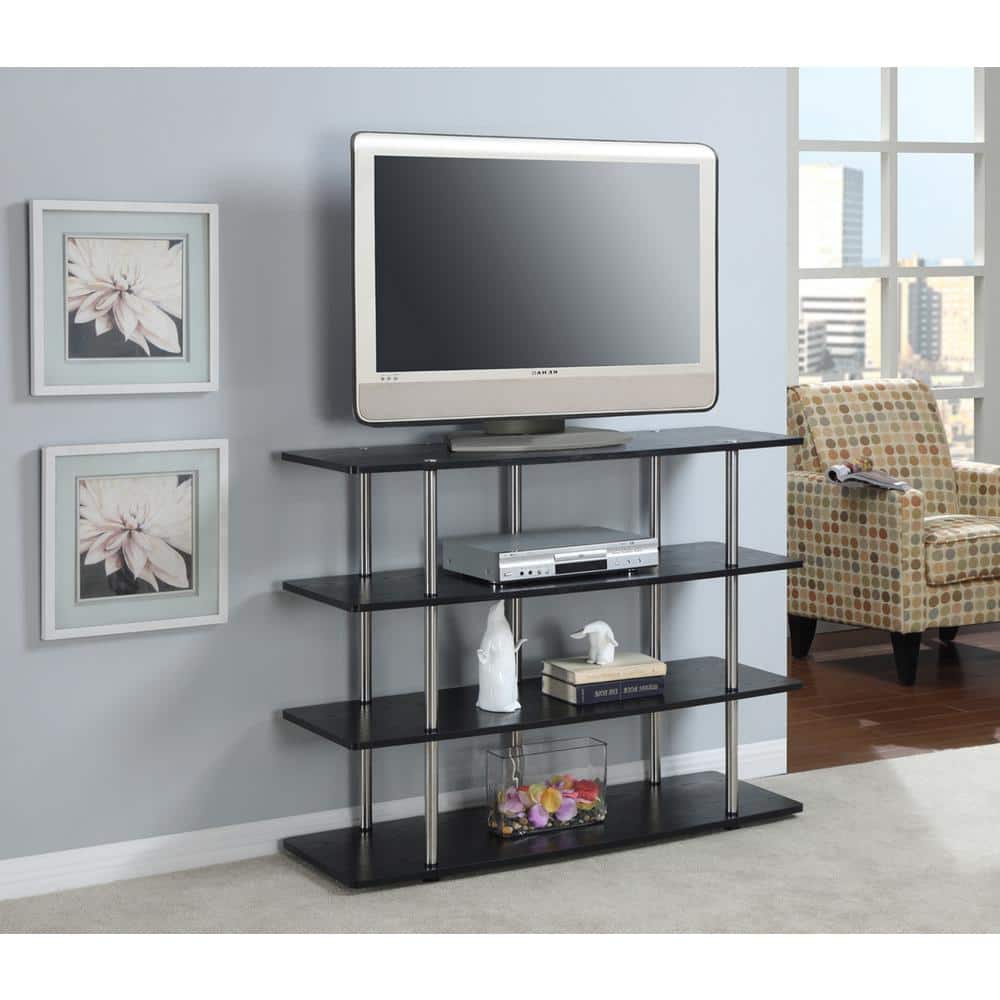 Designs2Go Highboy XL Black TV Stand with 4-Tier Shelving