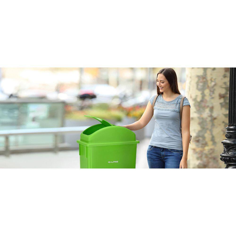 Lime Green Polypropylene Slim Trash Can with Swing Lid 27.7 Gal