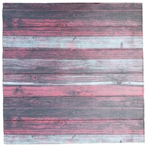 Falkirk Jura III 1/4 in. x 28 in. x 28 in. Peel & Stick Red OffWhite Faux Wood PE Foam Decorative Wall Paneling (5-Pack)