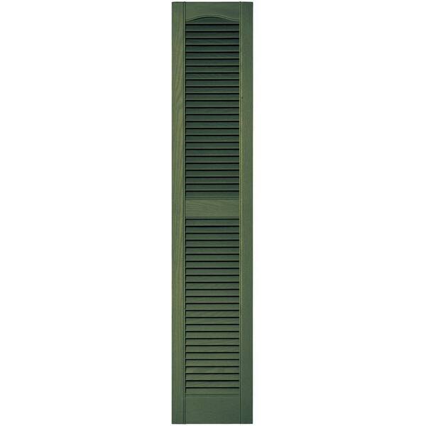 Builders Edge 12 in. x 60 in. Louvered Vinyl Exterior Shutters Pair in #283 Moss
