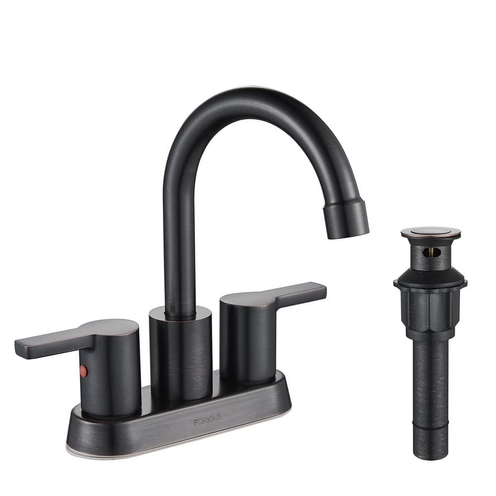 androme 4 in. Centerset Double Handle Mid Arc Bathroom Faucet with ...
