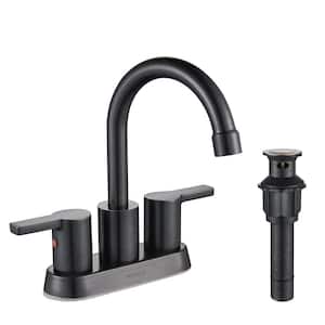 4 in. Centerset Double Handle Mid Arc Bathroom Faucet with Drain Kit Included in Oil Rubbed Bronze