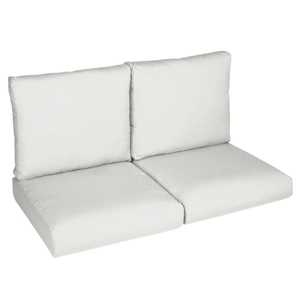SORRA HOME Sorra Home 22.5 in. x 22.5 in. x 5 in. (4-Piece) Deep Seating Outdoor Loveseat Cushion in ETC Natural