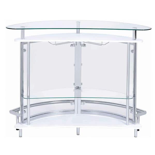 Benjara Contemporary White Bar Unit with Clear Acrylic Front