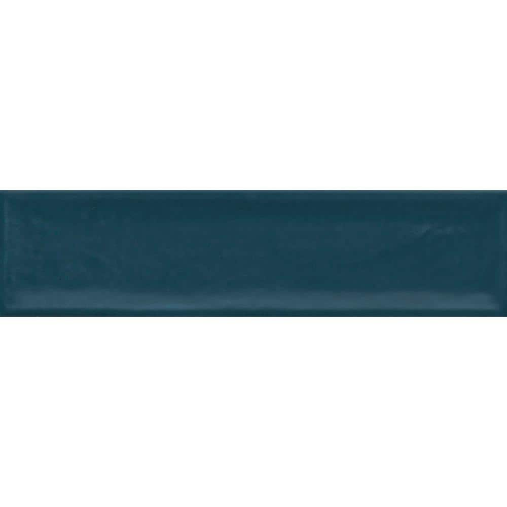 EMSER TILE Raku Blue 2.95 in. x 11.81 in. Glazed Matte Ceramic Wall ...