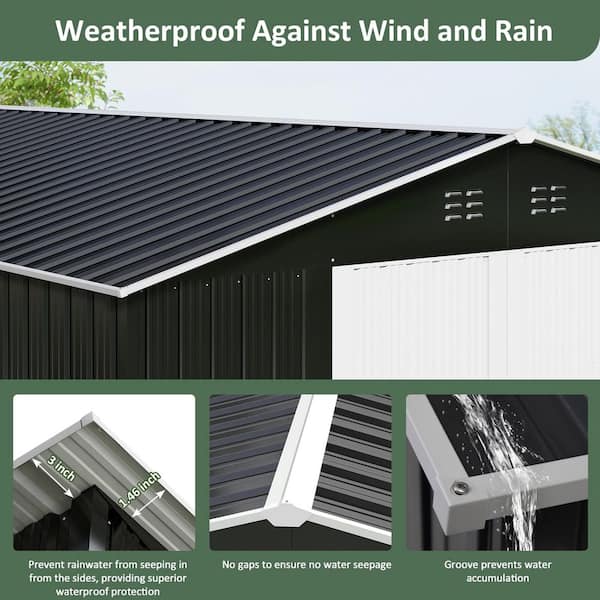 JAXPETY 8 ft. W x 12 ft. D Large Outdoor Storage Metal Shed Garden