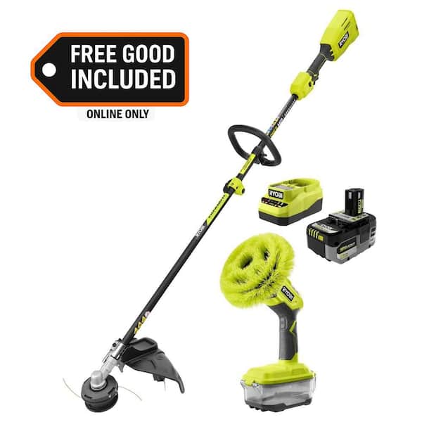 ONE+ HP 18V Brushless 15" Attachment Capable String Trimmer w/ 6.0 Ah Battery, Charger, & FREE ONE+ 18V Power Scrubber