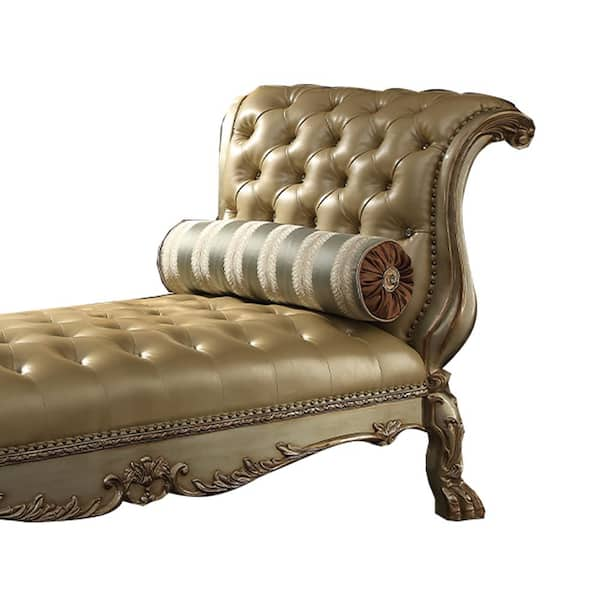 ACME 53160 Dresden Sofa with 4 Pillows, Bone PU & Gold Patina