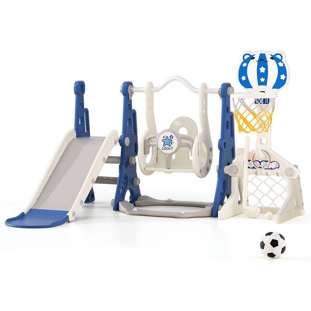 6-in-1 Toddler Slide & Swing Set w/ Adjustable Basketball Hoop, Golf & Ring Toss, ASTM-Certified Indoor Outdoor Playset price history on PriceWatchPro