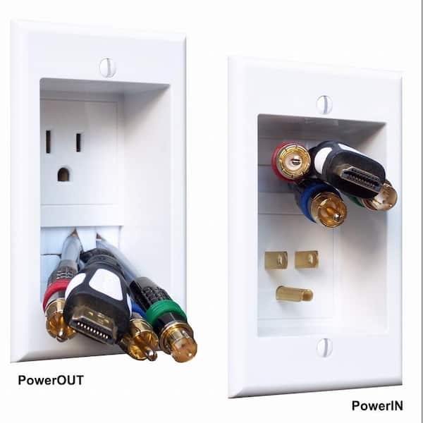 PowerBridge In-Wall Power Connection Kit with Single Power and Cable Management for Wall Mounted HDTV, White