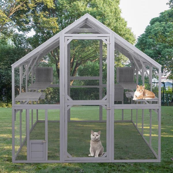 COZIWOW Wooden Outdoor Cat Enclosure Run Playpen Catio CW12B0379-T01 - The  Home Depot