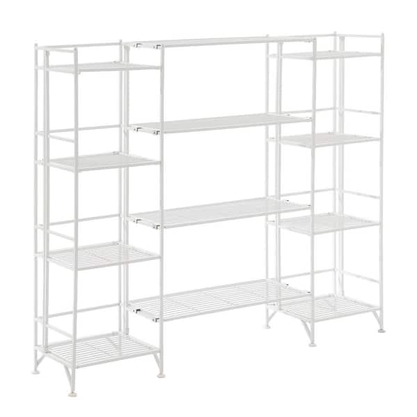 Xtra Storage 4 Tier Folding White Metal Household Shelving Unit-Set of 4 Ext Shelves 51.5" W x 11.25" D x 44.75" H