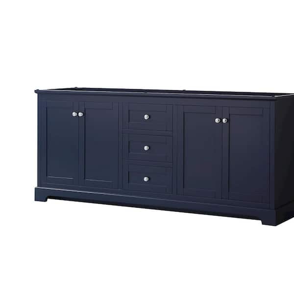 Wyndham Collection Avery 79 in. W x 21.75 in. D x 34.25 in. H Double Bath Vanity Cabinet without Top in Dark Blue