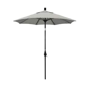 7.5 ft. Matted Black Aluminum Market Patio Umbrella Fiberglass Ribs and Collar Tilt in Granite Sunbrella