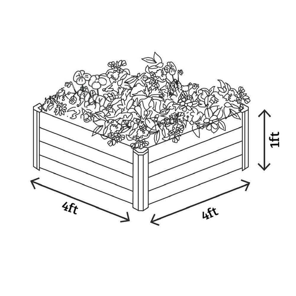 48" Gray Galvanized Steel Raised Garden Bed