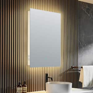Stellar 28 in. W x 36 in. H Frameless Rectangular LED Bathroom Mirror with Bluetooth and Defogger in Silver