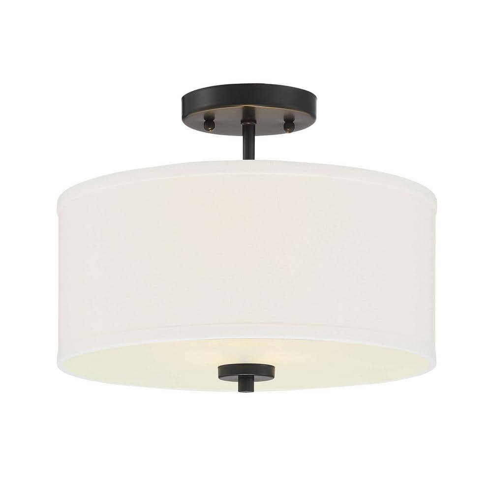 Savoy House Meridian 13 in. W x 10 in. H 2-Light Matte Black Semi-Flush ...