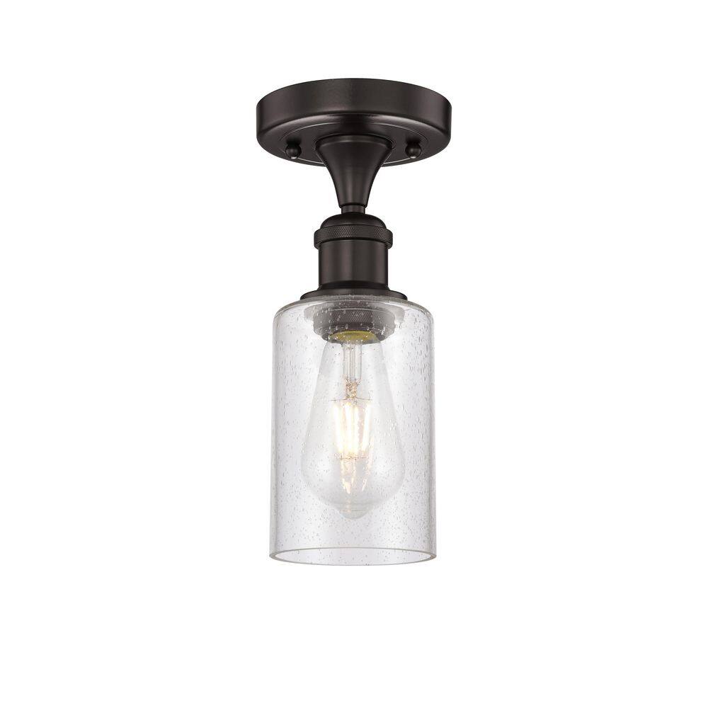 Clymer 3.88 in. 1-Light Oil Rubbed Bronze Art Nouveau Semi-Flush Mount with Seeded Glass Shade price history on PriceWatchPro