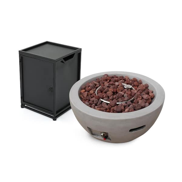 Noble House Marcel 13.25 in. Round Lightweight Concrete Fire Pit in