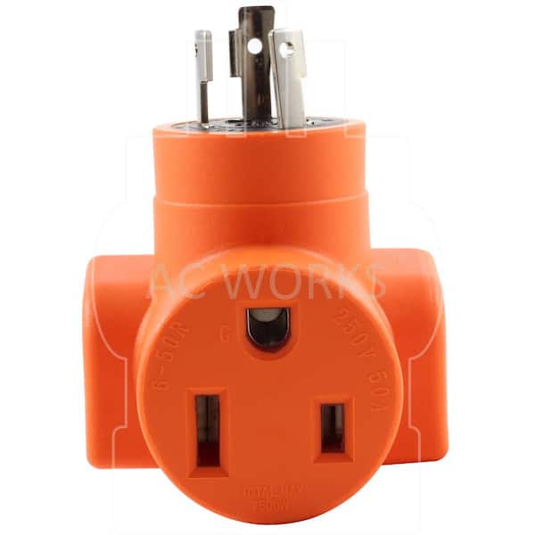 AC WORKS L6-30 Industrial Plug Adapter 30 Amp 250-Volt Locking Plug to L14- 30R 30 Amp 4-Prong Locking Female Connector ADL630L1430 - The Home Depot