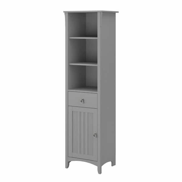 Bush Furniture Salinas 18.9 in. W x 15.67 in. D x 68.11 in. H Gray Particle Board Freestanding Linen Cabinet in Cape Cod Gray