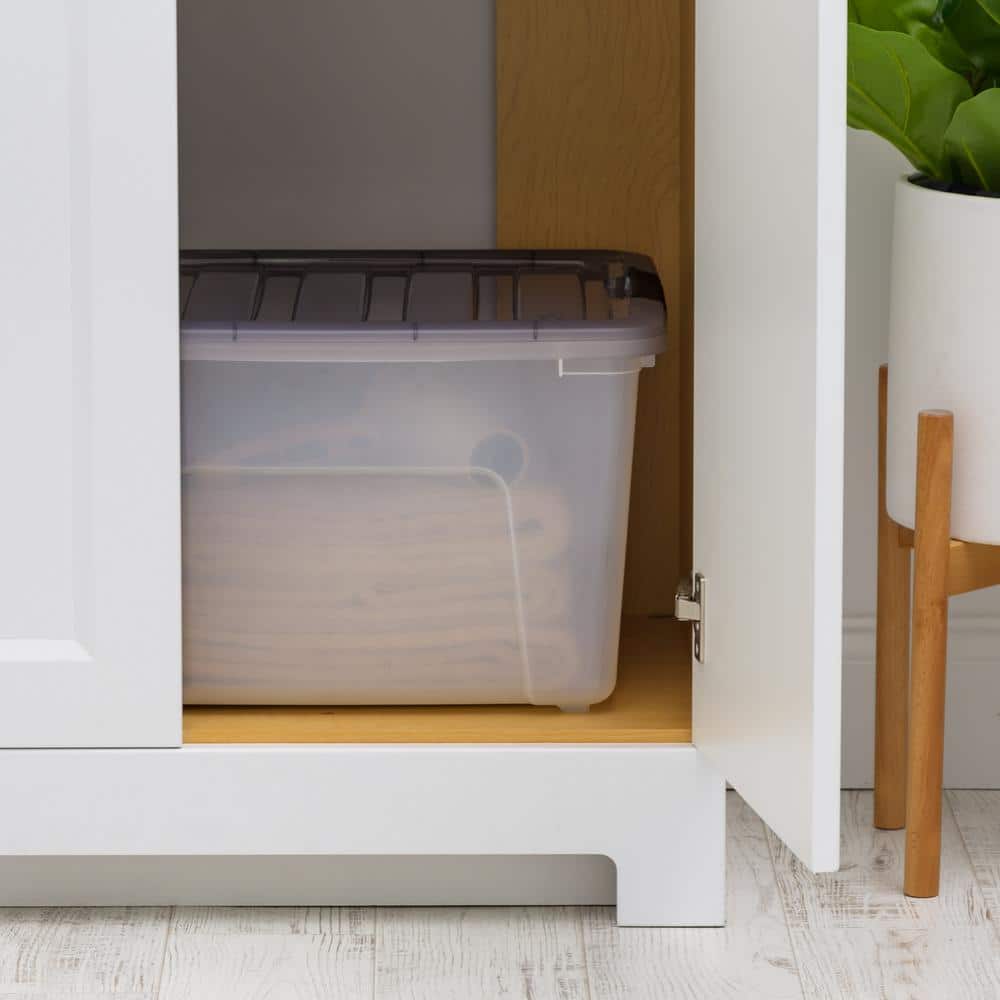 ClearView 40 Qt. Gray Stackable Kids Storage Box with Secure Latch