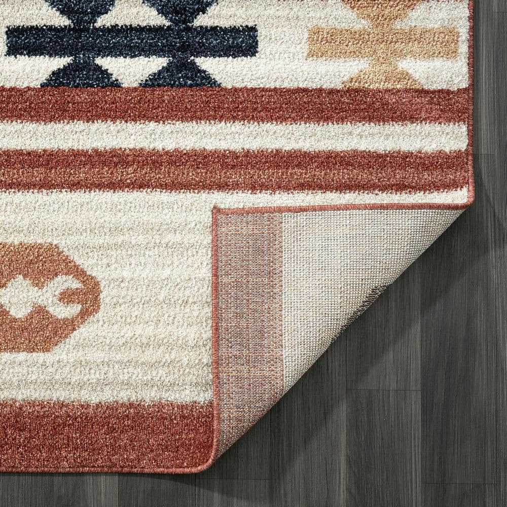 Southwestern Red and Beige 8' x 10' Synthetic Area Rug