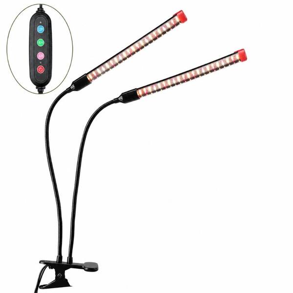 2-Head Clip-On Full Spectrum Grow Light with 84 LEDs, 2000 Lumens, 18W Plant Light with Timer
