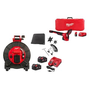 M18 18-Volt Lithium-Ion Cordless 200 ft. Pipeline Inspection System Image Reel Kit w/M12 Pipeline Locator Kit (2-Tool)