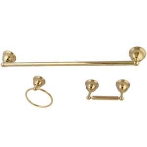 Traditional 3-Piece Bath Hardware Set in Polished Brass