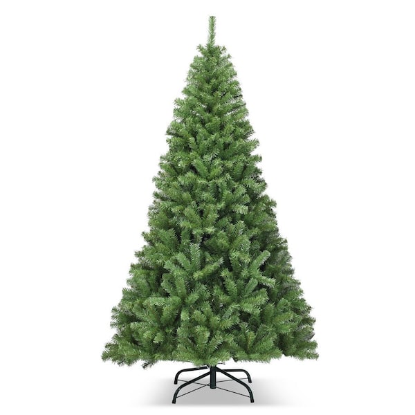 ANGELES HOME 6 ft. Green Hinged Unlit Artificial Christmas Tree with Metal Stand