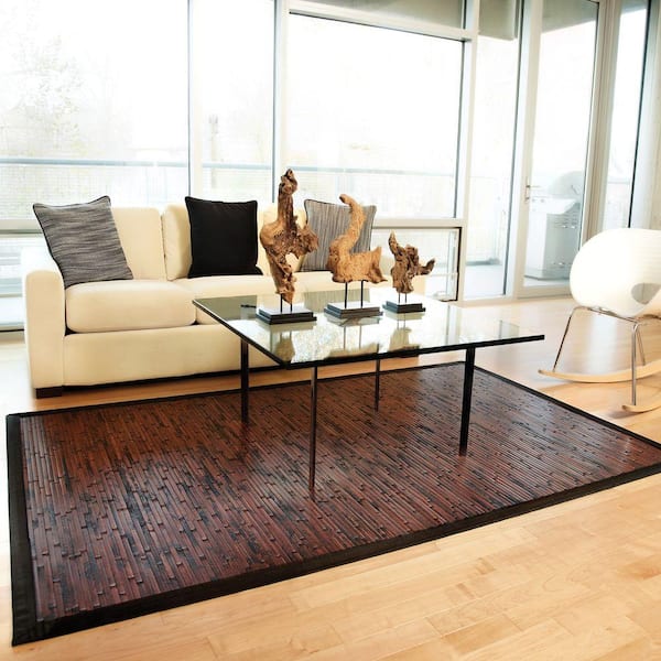 Cobblestone Mahogany Brown with Black Border 2 ft. x 3 ft. Area Rug