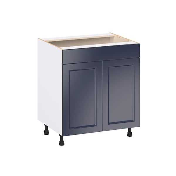 J COLLECTION Laramie 30 in. W x 24 in. D x 34.5 in. H Assembled Sink Base Kitchen Cabinet in Painted Blue with Falsefront