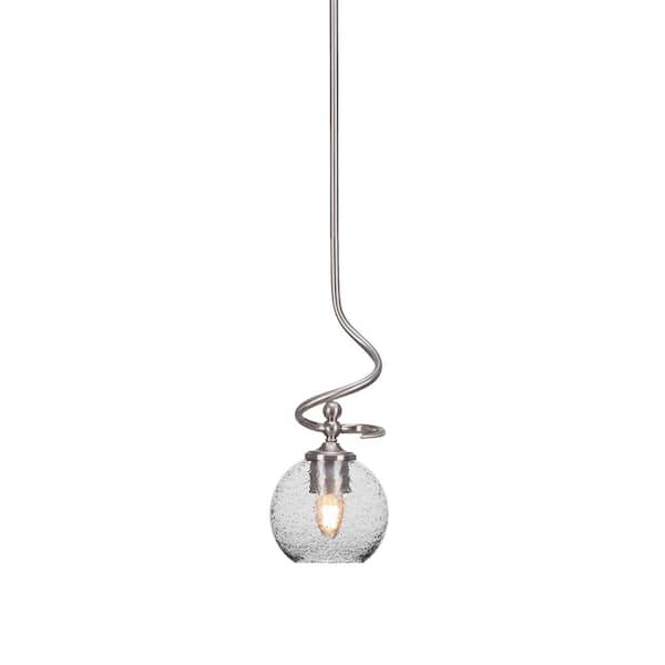Royale 100 W 1-Light Brushed Nickel Standard Mini Pendant Light with Glass Shade